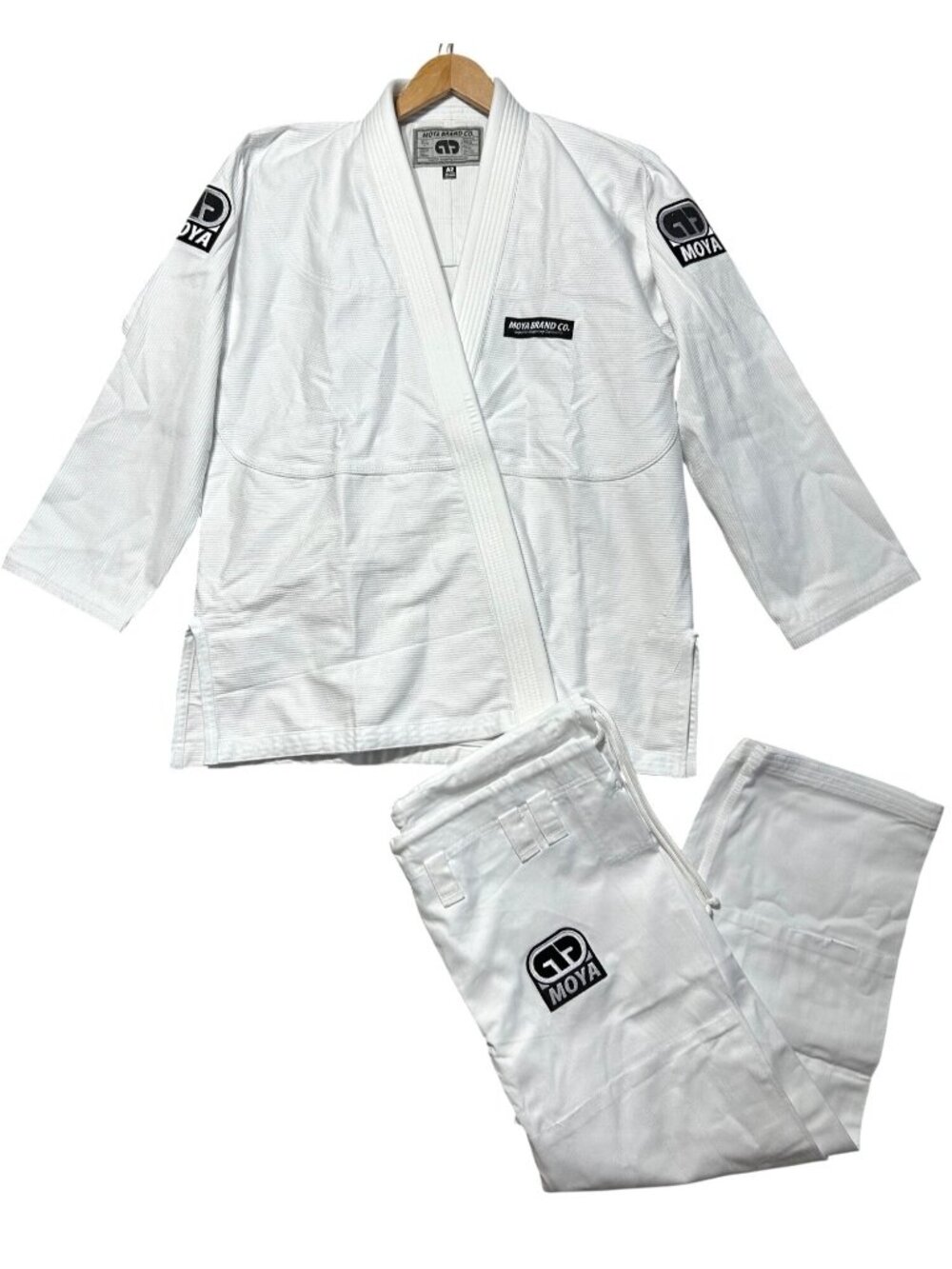 Moya Brand Men's Sz A2 White Jiu-Jitsu Gi Kimono Patches Uniform